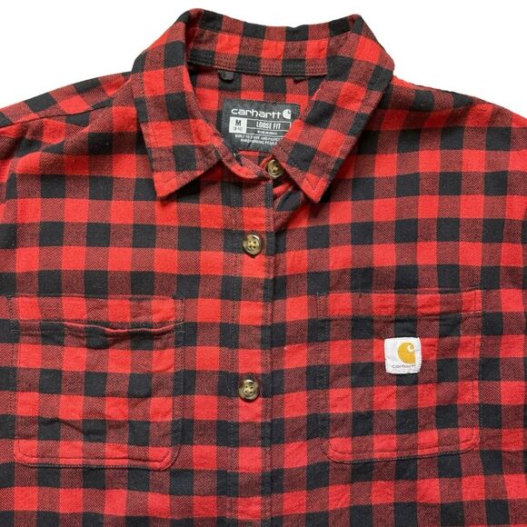 Carhartt Tops - Carhartt Women's Buffalo Plaid Relaxed Fit Flannel Shirt Top Shacket Size M